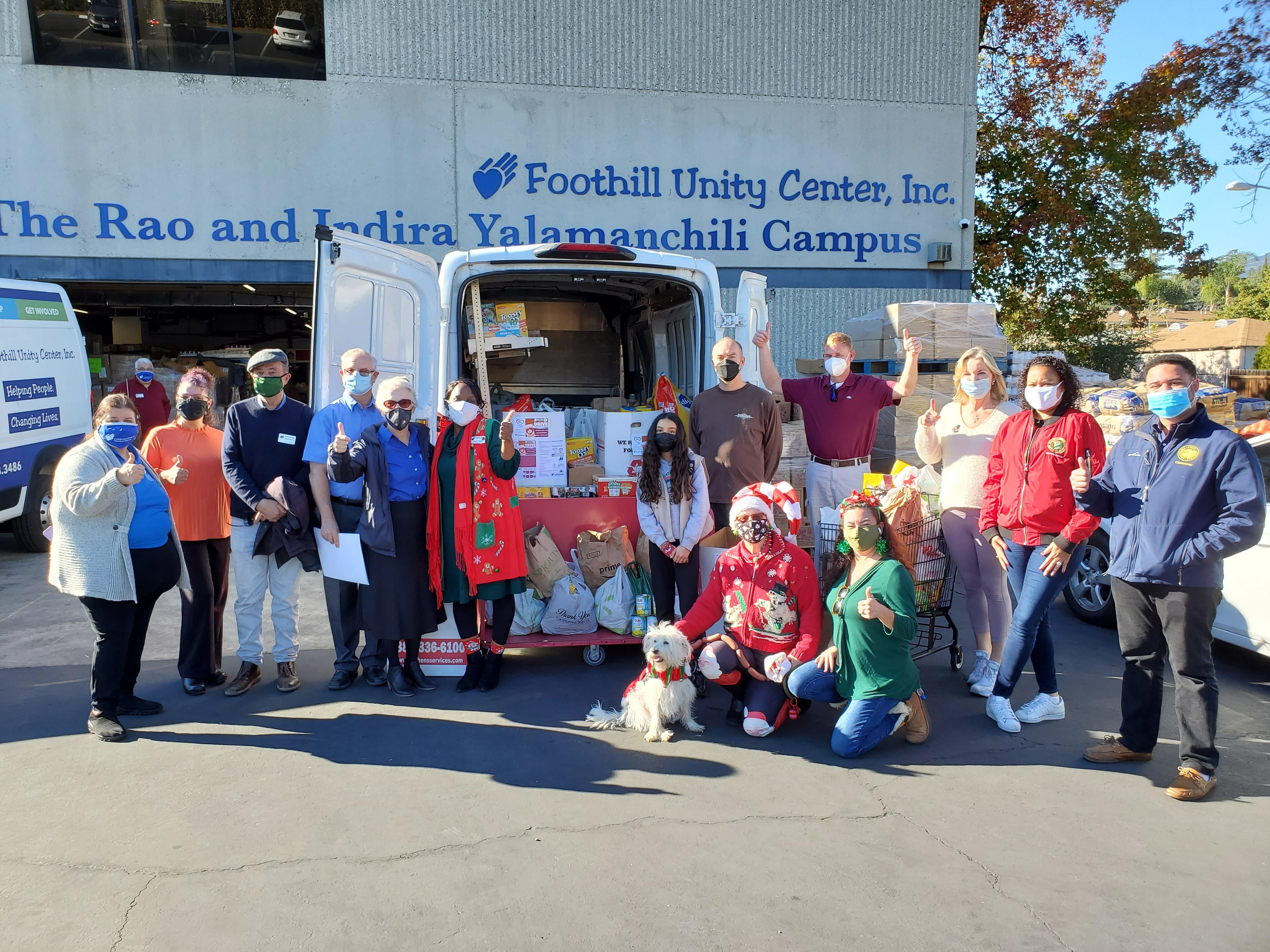 Monrovia Unified drops off its donation to the Foothill Unity Center.