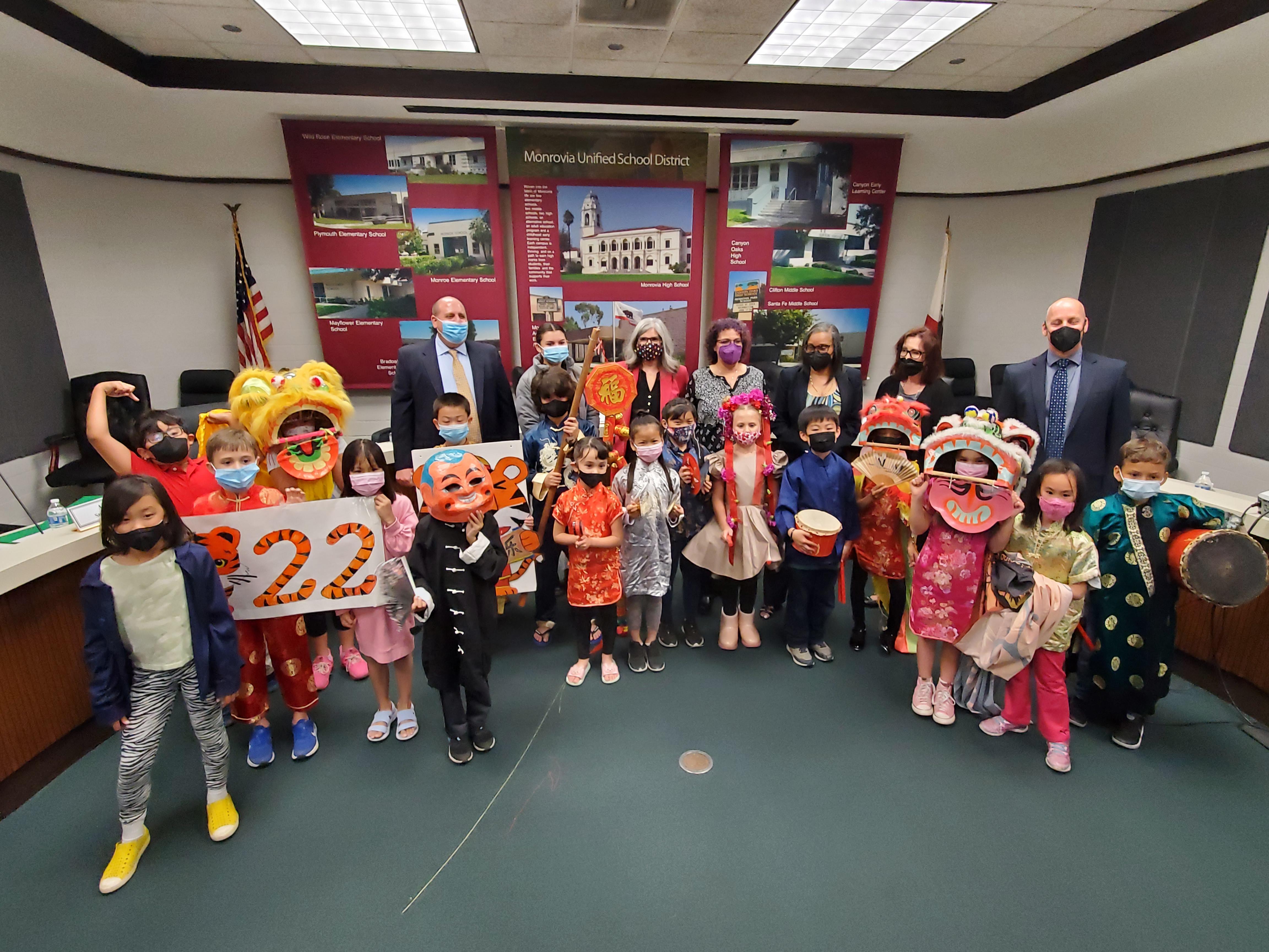 Plymouth students perform Lion Dance for Board of Education during February 9 meeting