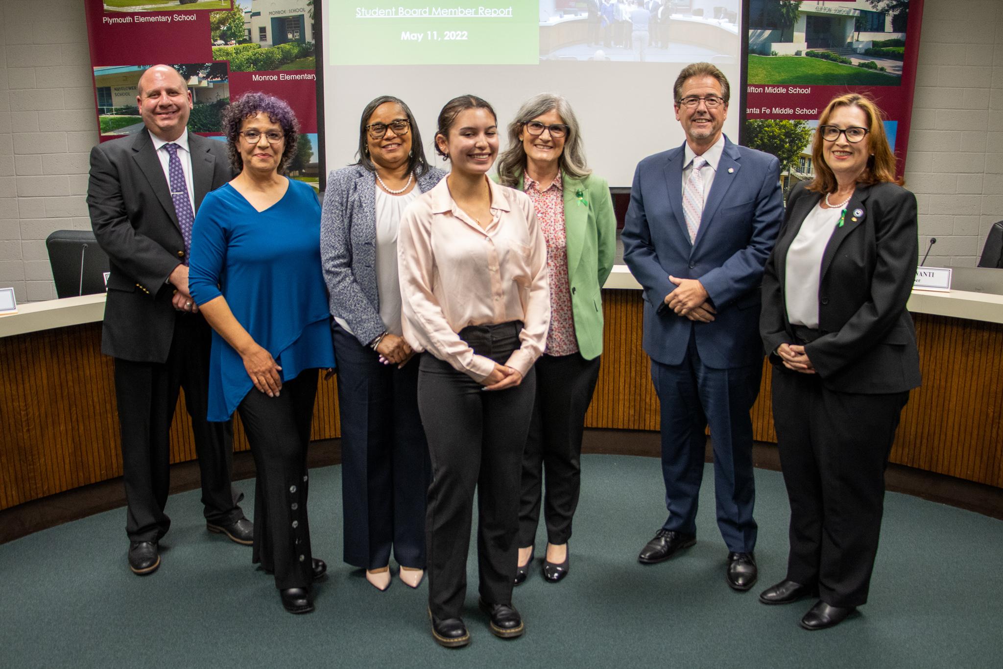 Board Members thanked Alexia Holt of Monrovia High School (first picture) and Brianna Campbell of Canyon Oaks High School/ Mountain Park School (second picture) for their service as Student Board Members for the Board of Education.