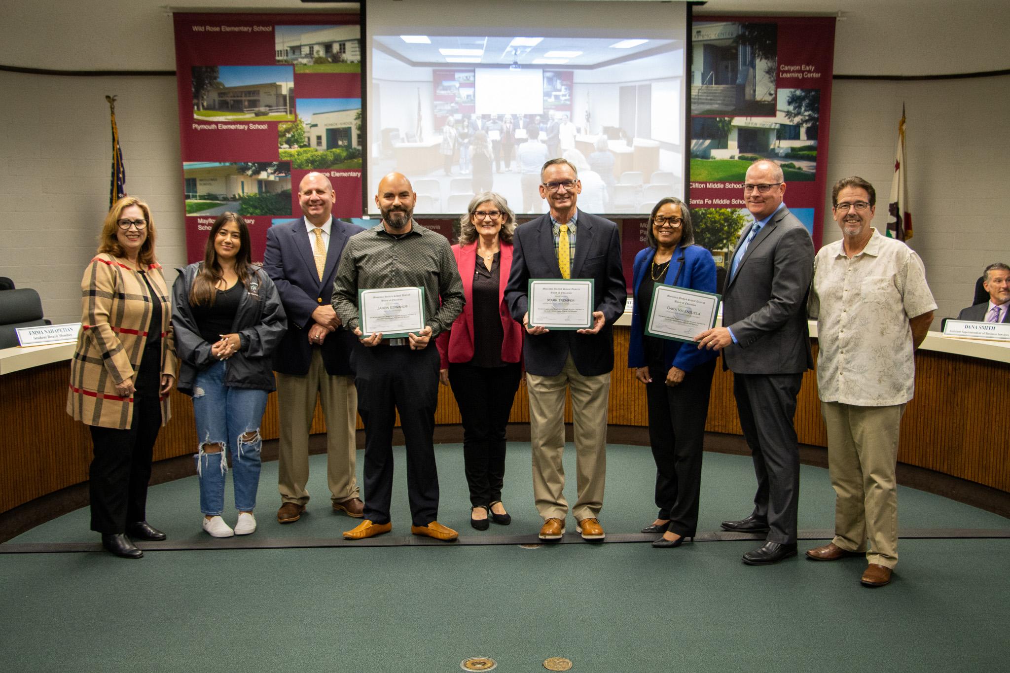 The Board of Education & the Chamber of Commerce congratulated the following employees on being named Monrovia Unified School District's "Employees of the Month" for October.