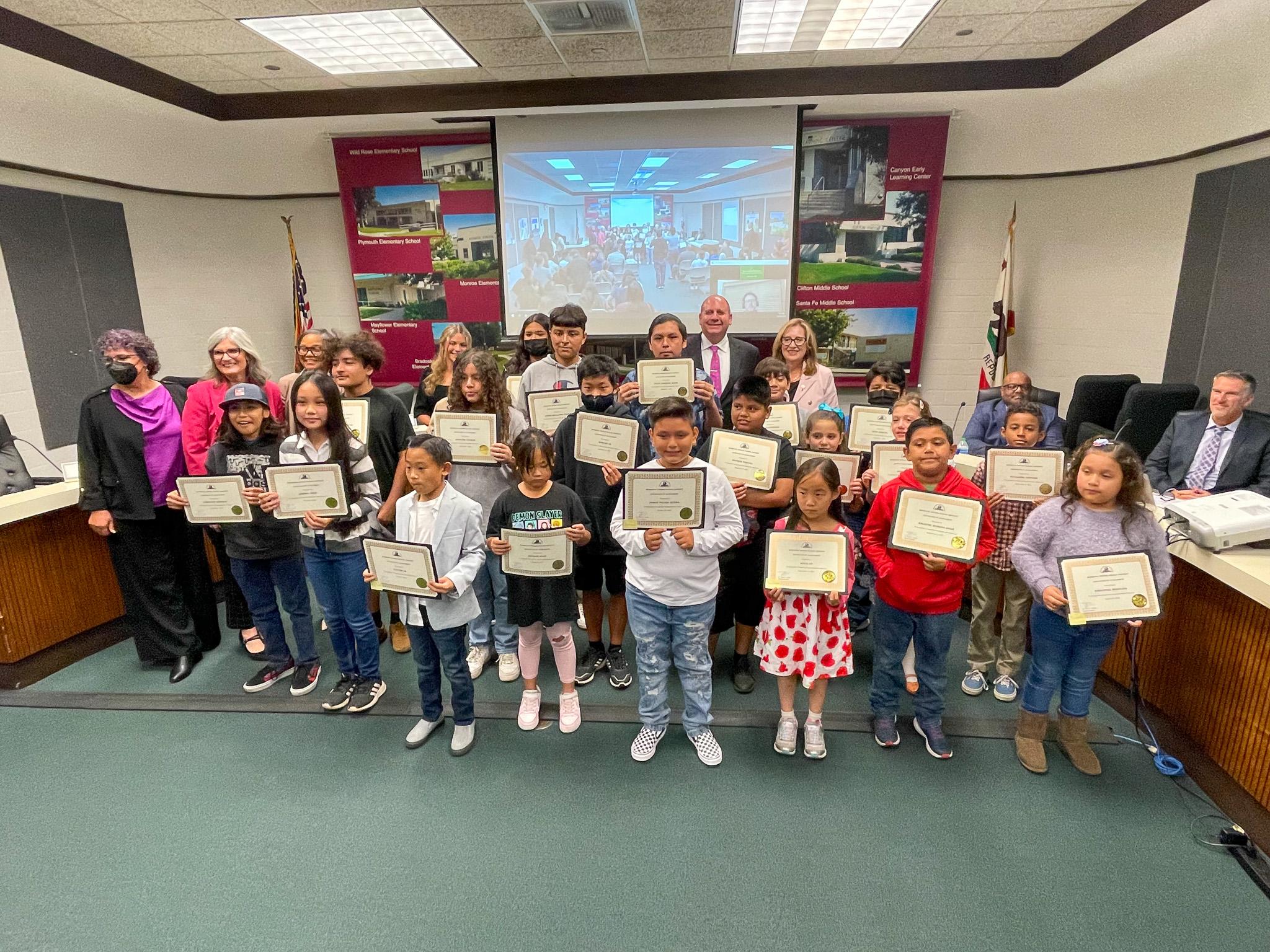 The Board celebrated several MUSD students for their English Language Learners (ELL) Reclassification.