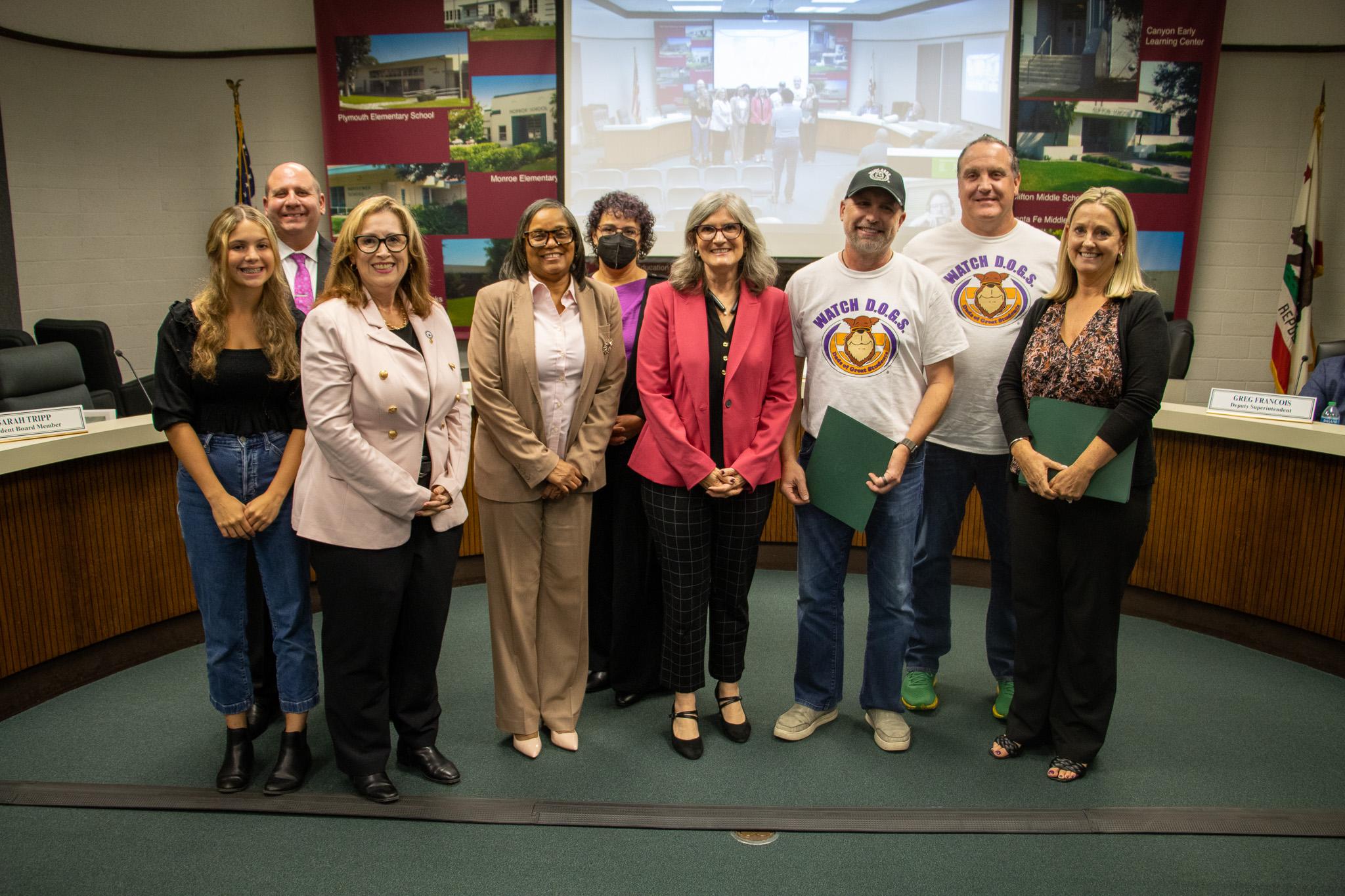 Board Members recognized the WATCH D.O.G.S. (The Dads of Great Students) groups at Bradoaks and Mayflower.