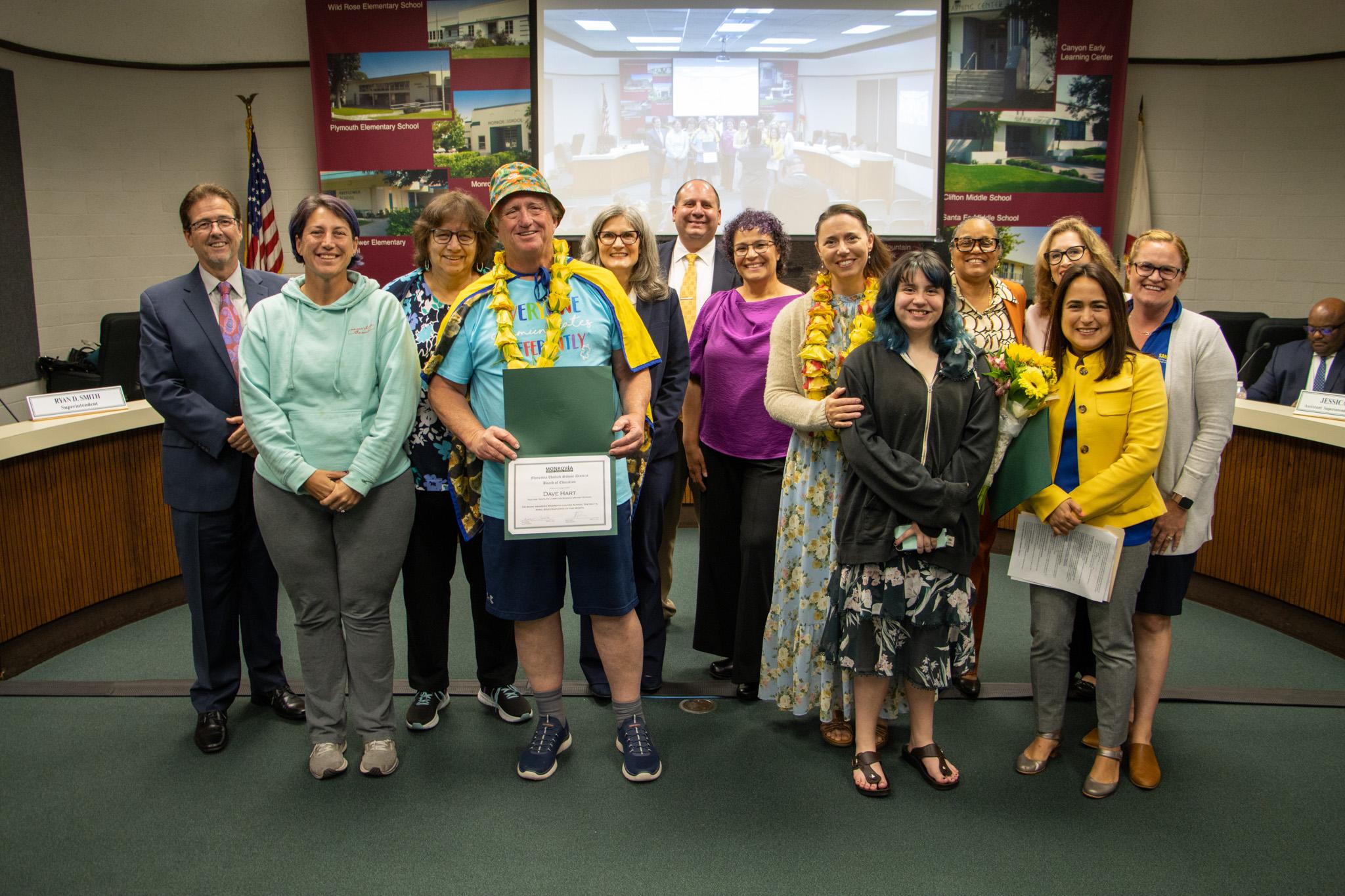 The Board of Education & the Monrovia Chamber of Commerce congratulated employees on being recipients of Monrovia Unified School District's "Employees of the Month" for April.
