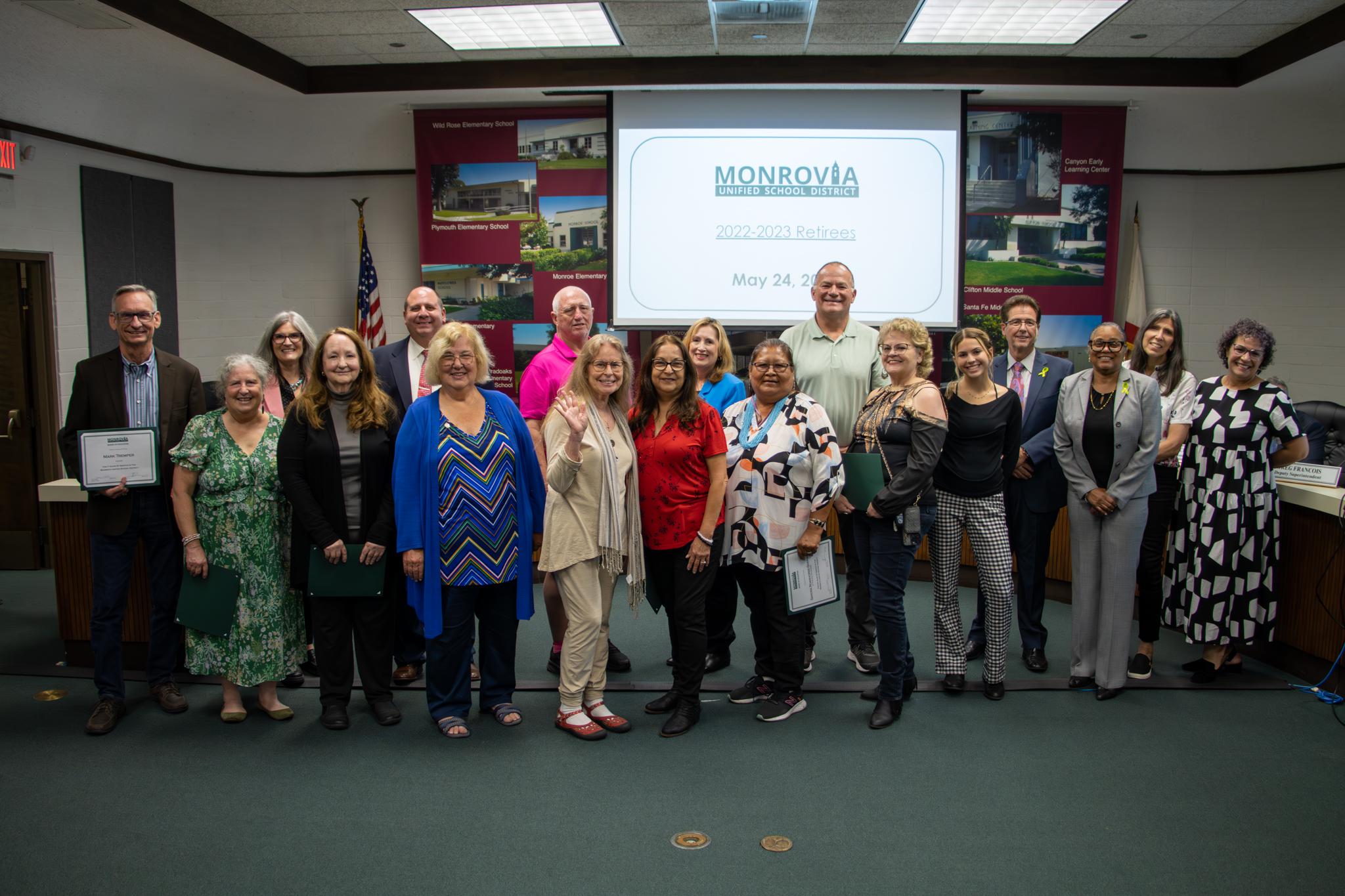 Board members honored those Monrovia Unified School District employees who have retired or will be retiring this school year between July 1, 2022, and Jun 30, 2023.