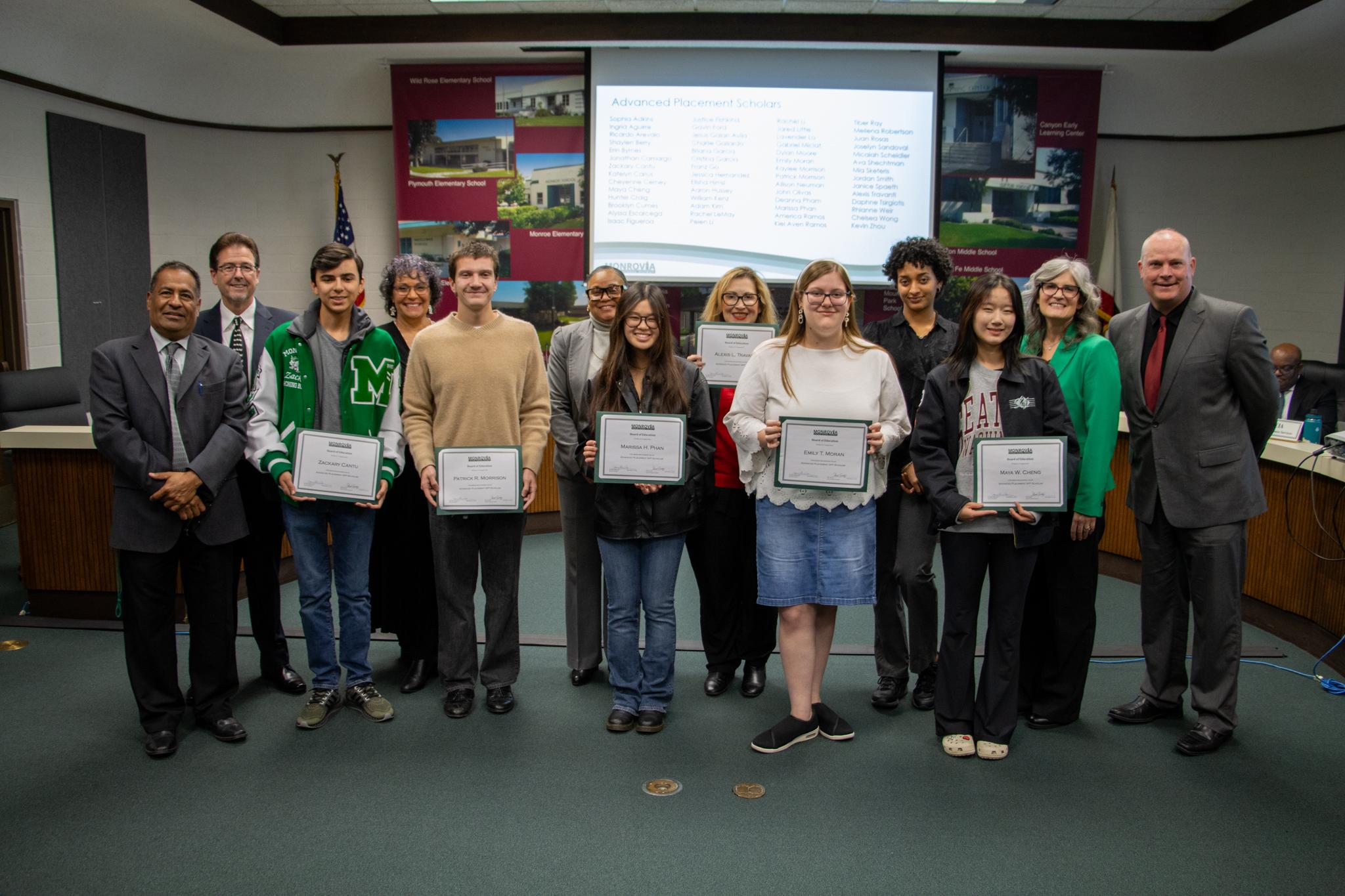 Board members highlighted the latest Advanced Placement Scholars at Monrovia High School.